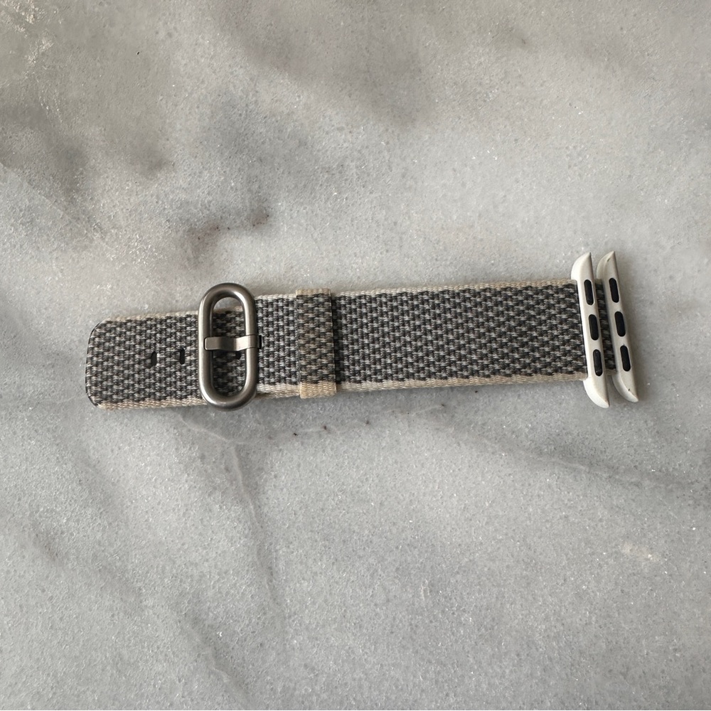 White / Gray Woven nylon Apple Watchband